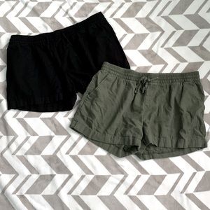 2 Pair Old Navy Linen Shorts Black & Green